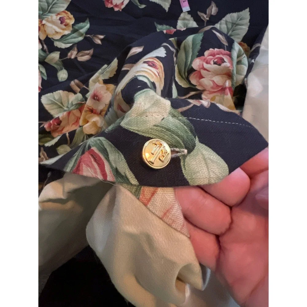 Ralph Lauren Charleston Full/Queen Duvet Cover Floral on Black/Tan EUC Shams